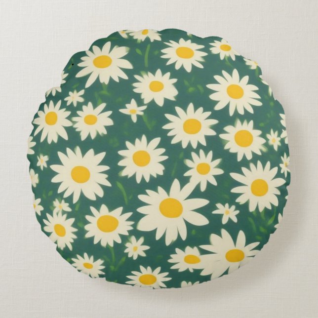 Decorative Cojin with Margaritas Design Round Cushion (Front)