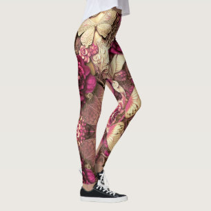 Decorative Collage Butterflies And Roses Leggings