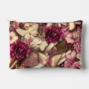 Decorative Collage Butterflies And Roses Small Accessory Pouch