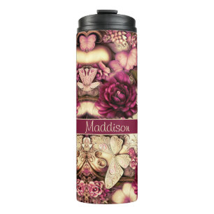 Decorative Collage Butterflies And Roses Thermal Tumbler