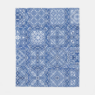 Decorative color ceramic azulejo tiles. Colored de Fleece Blanket