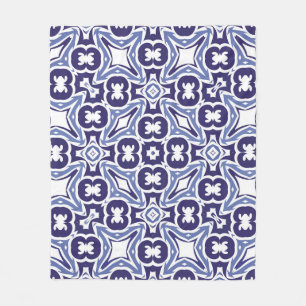 Decorative color ceramic azulejo tiles. Vintage se Fleece Blanket