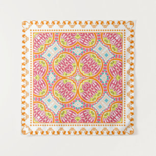 Decorative colorful ornament on a white background tapestry