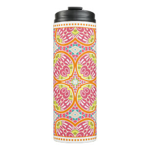 Decorative colorful ornament on a white background thermal tumbler