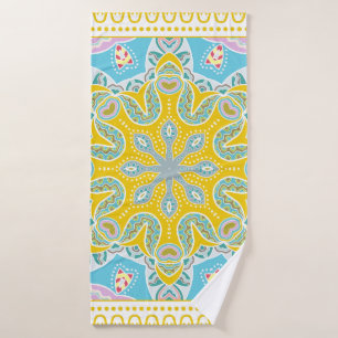 Decorative colorful ornament on white background, bath towel