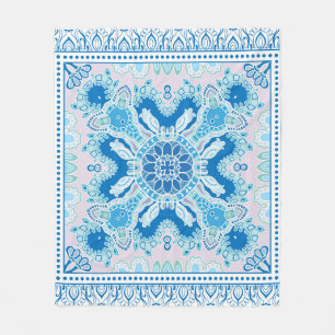Decorative colorful ornament on white background,  fleece blanket