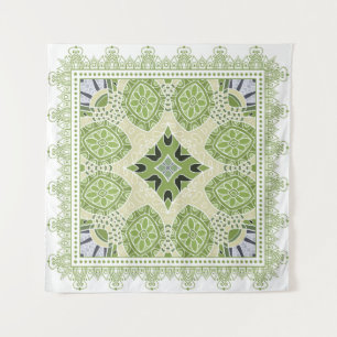 Decorative colorful ornament on white background, tapestry