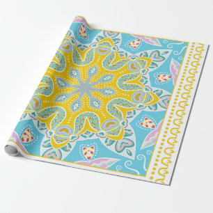 Decorative colorful ornament on white background, wrapping paper