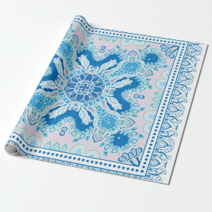 Decorative colorful ornament on white background,  wrapping paper