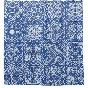 Decorative colour ceramic azulejo tiles. Coloured Shower Curtain