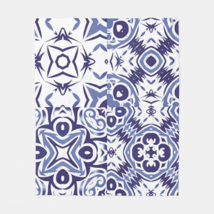 Decorative colour ceramic azulejo tiles. Fashionab Fleece Blanket