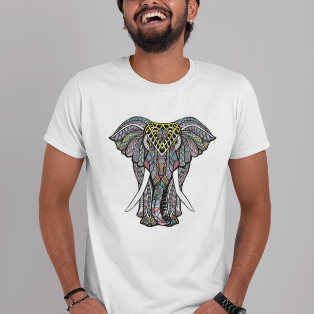 Decorative Coloured Indian Elephant T-Shirt (Creator Uploaded)