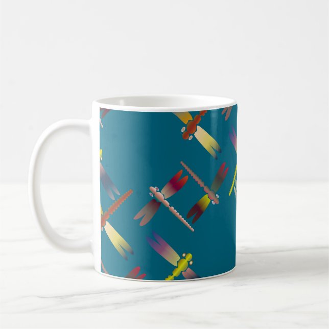 Decorative coloured seamless pattern with cute dra coffee mug (Left)