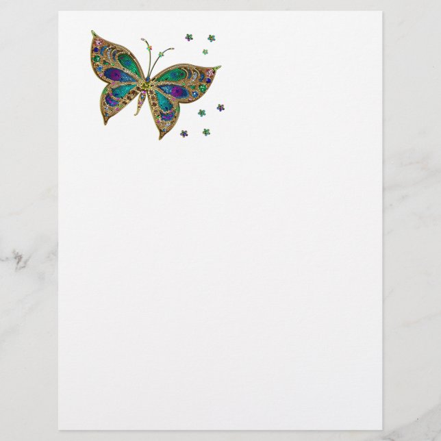 Decorative Colourful Butterfly Custom Letterhead (Front)