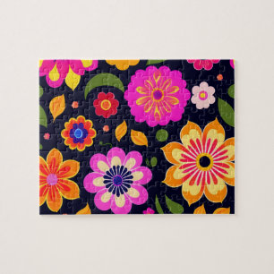 Decorative Colourful Flowers Floral Jigsaw Puzzle