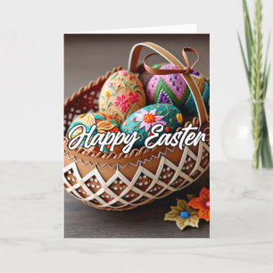 Decorative & Colourful Happy Easter Basket Holiday Card