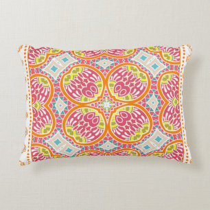 Decorative colourful ornament on a white backgroun cushion