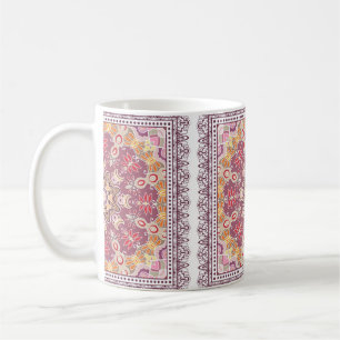 Decorative colourful ornament on white background, coffee mug