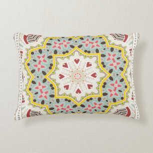 Decorative colourful ornament on white background, cushion