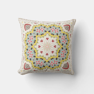 Decorative colourful ornament on white background, cushion