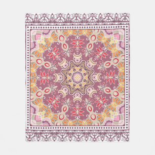 Decorative colourful ornament on white background, fleece blanket