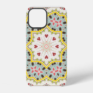 Decorative colourful ornament on white background, iPhone 12 case