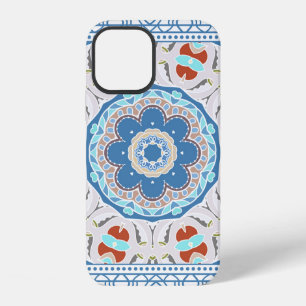 Decorative colourful ornament on white background, iPhone 12 case