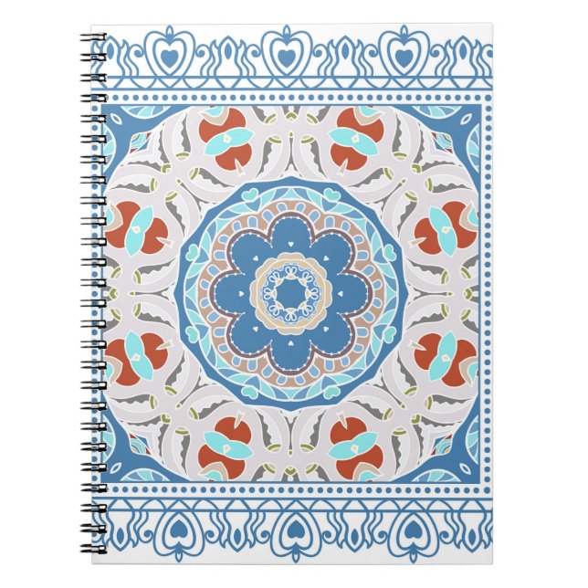 Decorative colourful ornament on white background, notebook (Front)