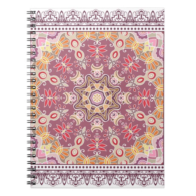 Decorative colourful ornament on white background, notebook (Front)