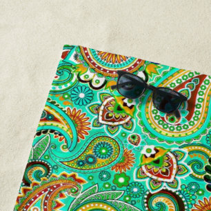 Decorative Colourful Paisley Pattern Beach Towel
