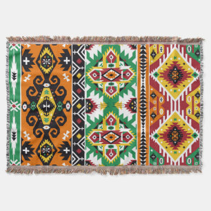 Decorative colourful pattern in aztec style throw blanket