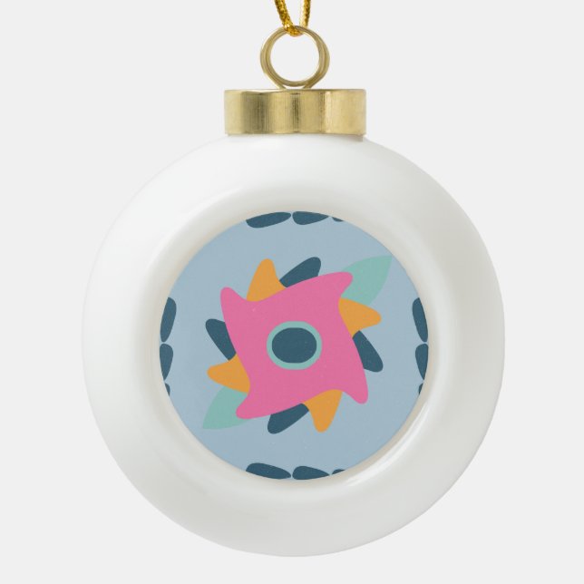 Decorative colourful tile ceramic ball christmas ornament (Front)