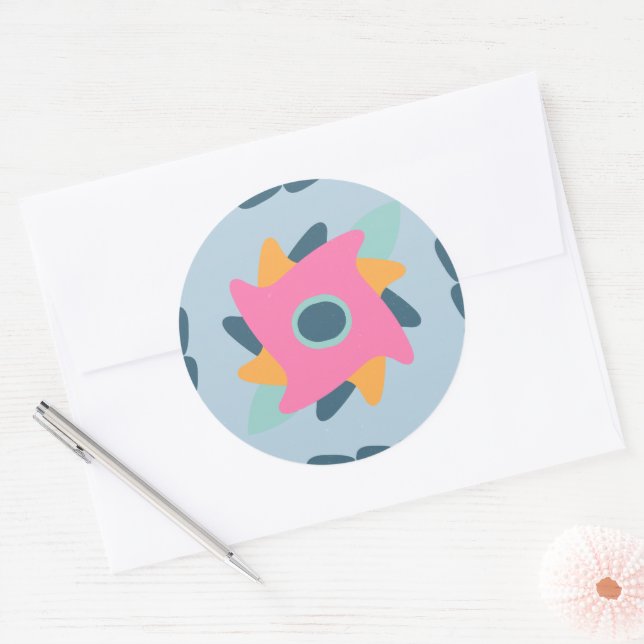 Decorative colourful tile classic round sticker (Envelope)