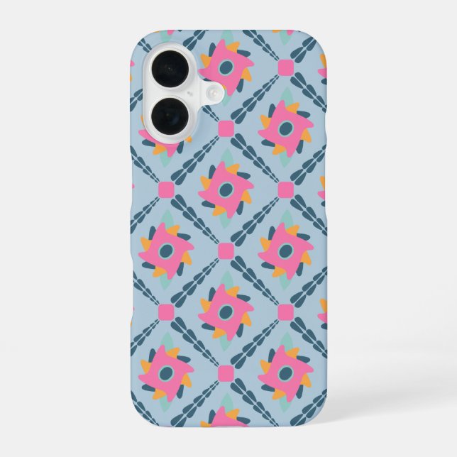Decorative colourful tile iPhone 16 case (Back)
