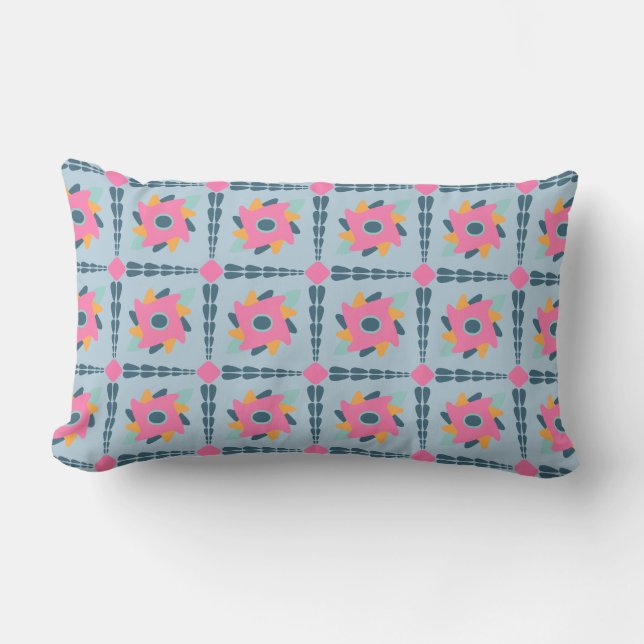 Decorative colourful tile lumbar cushion (Front)