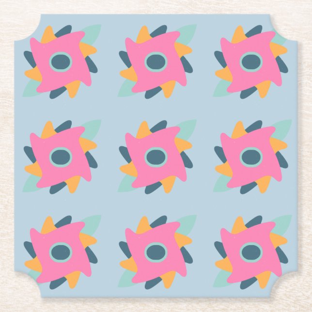 Decorative colourful tile paper coaster (Front)