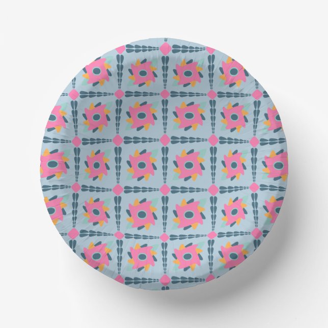 Decorative colourful tile paper plate (Front)