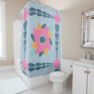 Decorative colourful tile shower curtain
