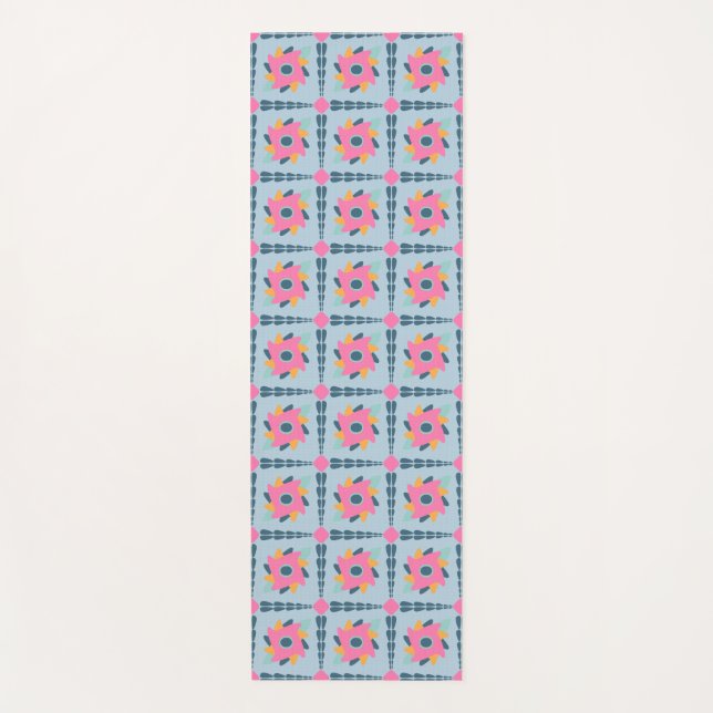 Decorative colourful tile yoga mat (Front)
