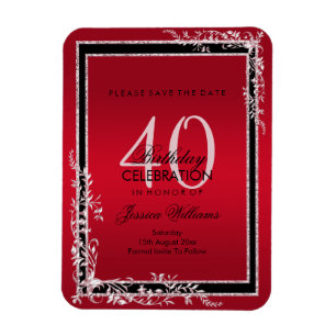 Decorative Corners Ruby & Black Birthday Magnet