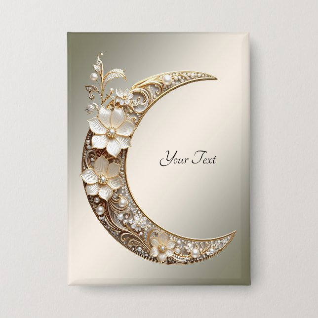 Decorative Crescent Moon Frame Button (Front)