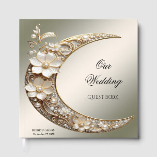 Decorative Crescent Moon Frame Guest Book