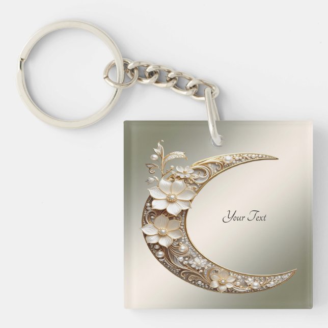 Decorative Crescent Moon Frame Keychain (Front)
