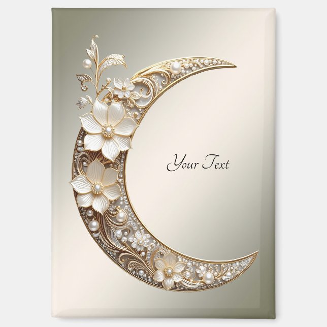 Decorative Crescent Moon Frame Magnet (Front)