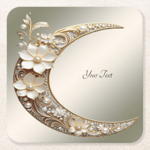 Decorative Crescent Moon Frame Paper Coaster