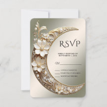 Decorative Crescent Moon Frame RSVP Card