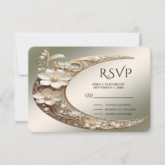 Decorative Crescent Moon Frame RSVP Card