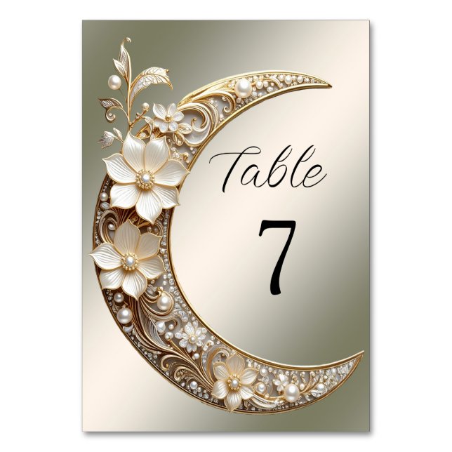 Decorative Crescent Moon Frame Table Number (Front)