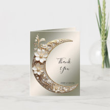 Decorative Crescent Moon Frame Thank You Card