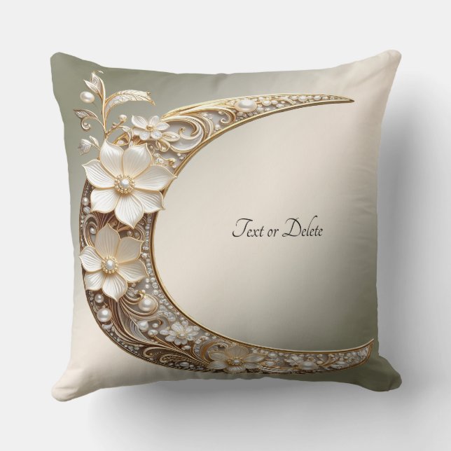 Decorative Crescent Moon Frame Throw Pillow (Back)